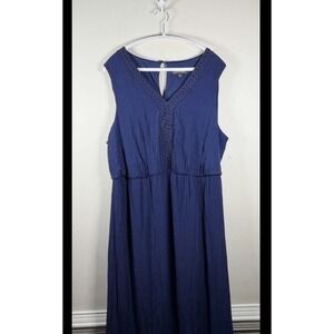 Luxology Women's Plus Size 20 Maxi Dress Navy Crochet Lined BOHO Resort Comfy